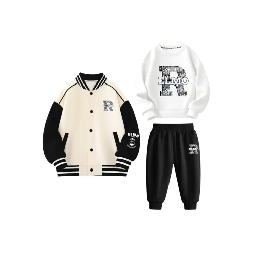 Улица Сезам Повседневная спортивная одежда Абрикос Белый Черный для детей 3-7 лет