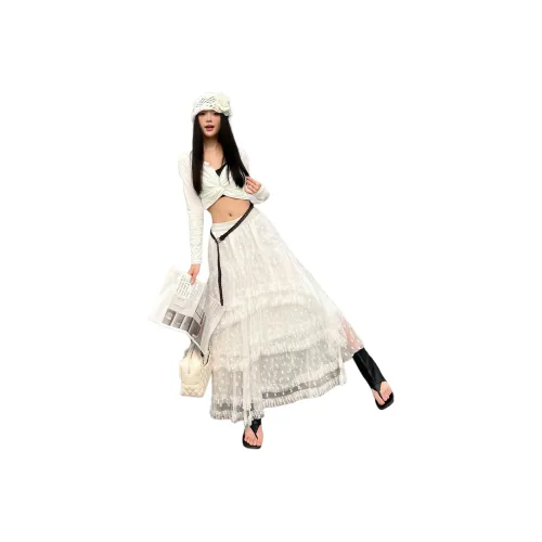 VFVK Повседневный Длинный Юбка Женская Белая