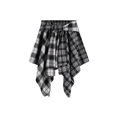 POPWAVE Повседневные короткие юбки Женские Черная клетка