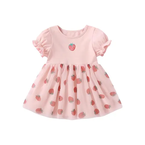 JELLYBABY Детское платье розового цвета с клубничным принтом
