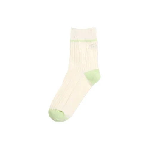 Vans HALF CREW Носки Женские 1 Пачка Кремово-Белый Темная Тень Лаймово-Зеленый