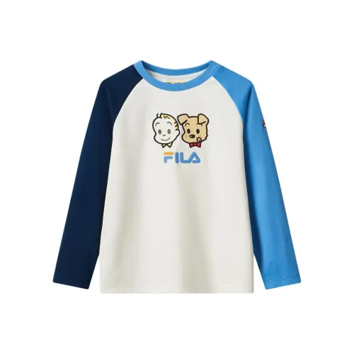 FILA KIDS x YUANTIANZHI LIANMINGKUAN Рубашка Синяя Белая Многоцветная Детская для детей 3-7 лет