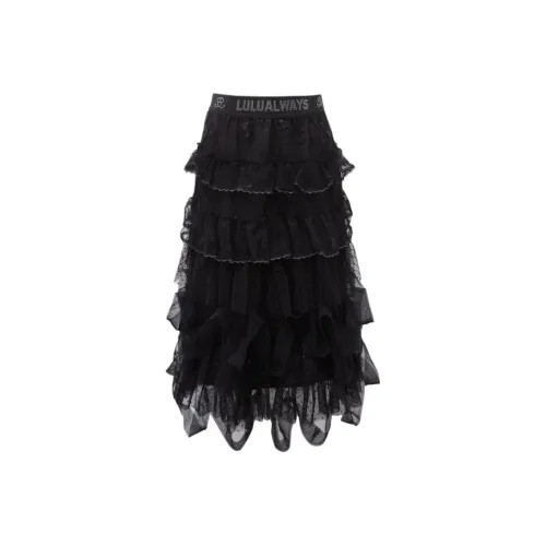 LULUALWAYS Повседневный Длинный Юбка Женские Черный