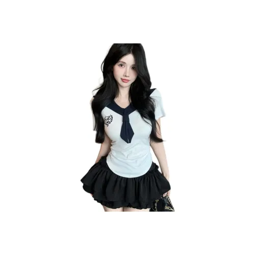 DGMZ Белый топ Черная юбка Набор Женская униформа