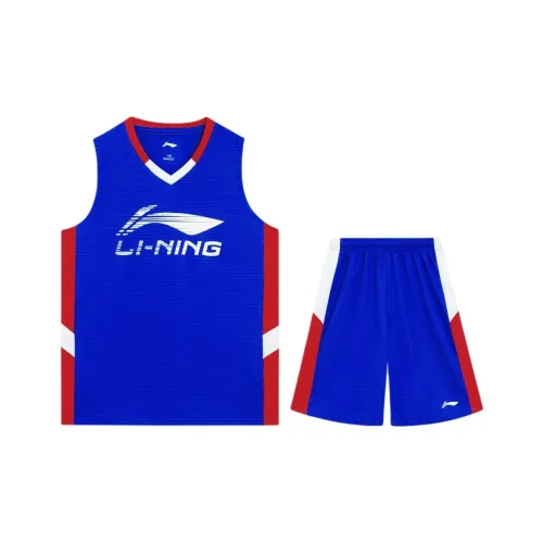 LINING YOUNG Повседневная спортивная одежда Баскетбол SS25 Кристально-синий Вермильон Стандартный белый Детский