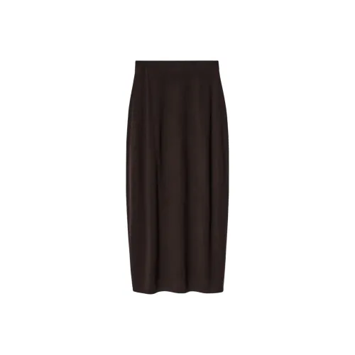 COS Повседневный Длинный Юбка Женская Темно-Коричневый