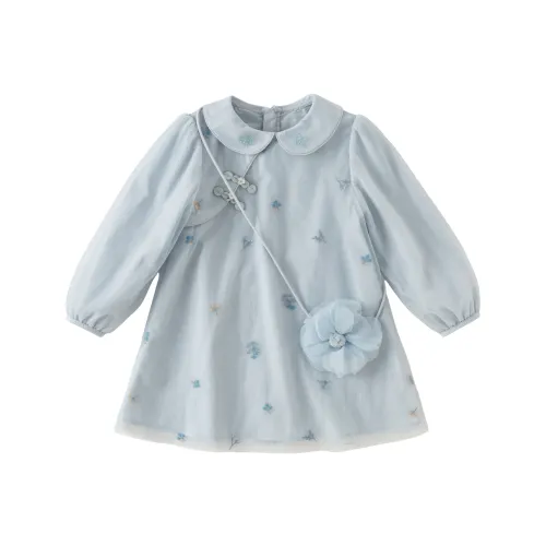 DAVE&BELLA From the Eastern Series Серо-голубые Платья для детей