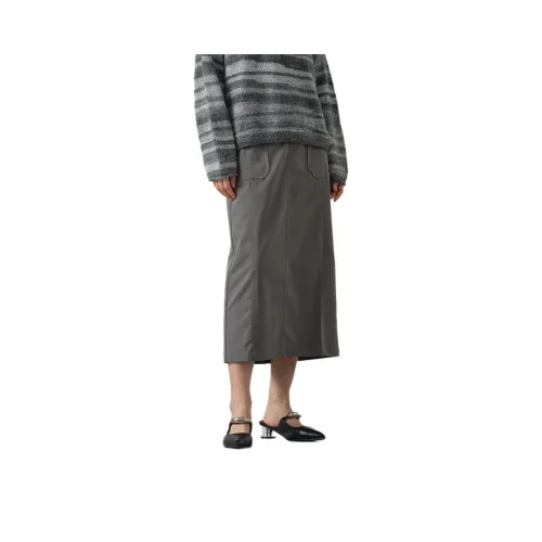 AYILIAN Повседневная длинная юбка женская асфальтовый серый