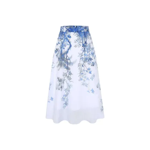 BBLLUUEE Повседневный Длинный Юбка Женские Отражающий Морской синий