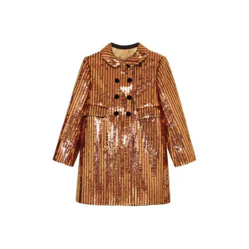 GUCCI Розовый/Золотой Kids Шерстяное пальто