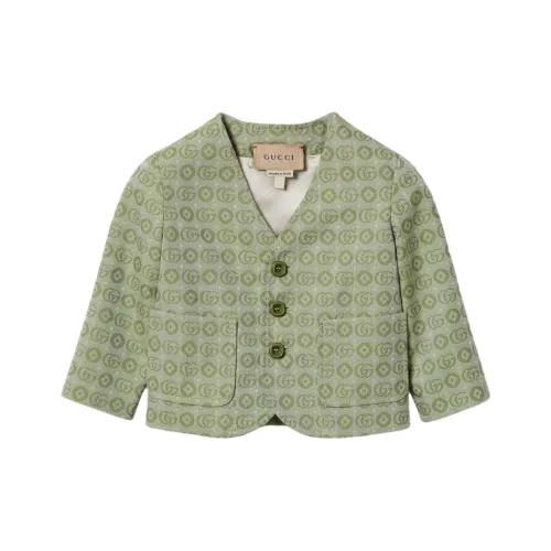 GUCCI Топы FW24 Детская одежда Double G Хлопок Куртка Светло-зеленый Infant и Toddler