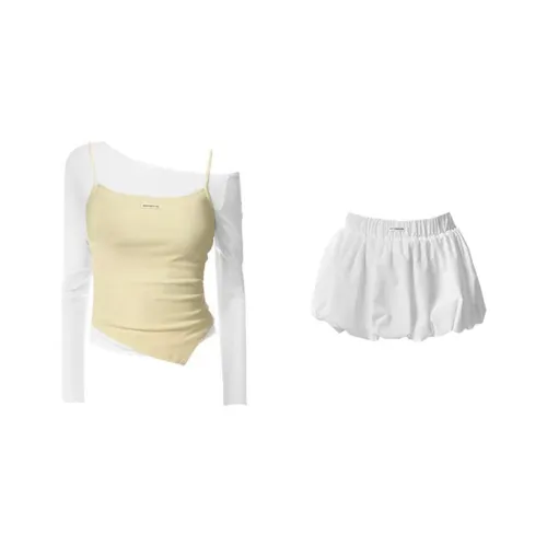 SECFLY OFFICIAL Комплект с юбкой Женская Без рукавов Рубашка с топом на бретелях и Цветочная почка Юбка