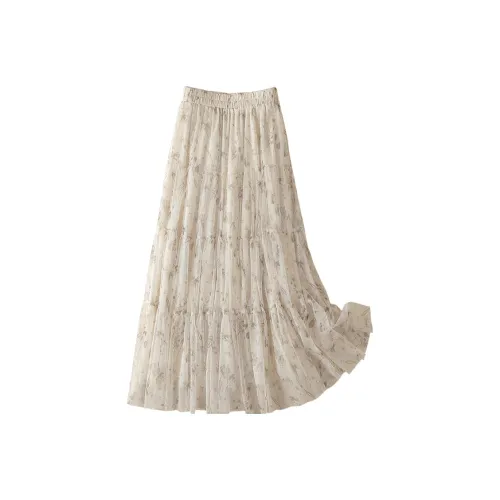 Cypress House Повседневный Длинный Юбка Женские Абрикос