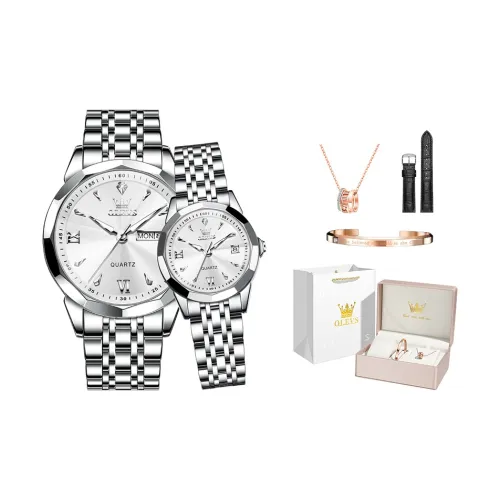 OLEVS Кварцевый механизм ремешок из нержавеющей стали унисекс белый циферблат