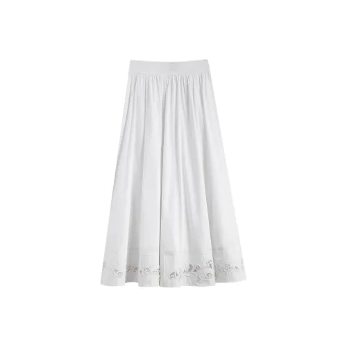FANSILANEN Повседневный Длинный Юбка Женские Чисто белый