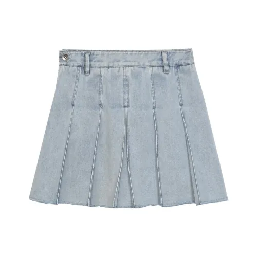 Omont Джинсовые короткие юбки Женские Светло-синие