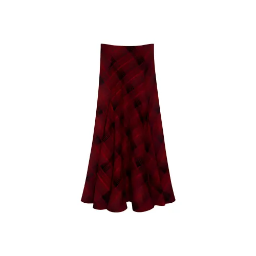 HTHK Повседневный Длинный Юбка Женские Красный