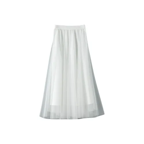 Late White Повседневный Длинный Юбка Женская Белая