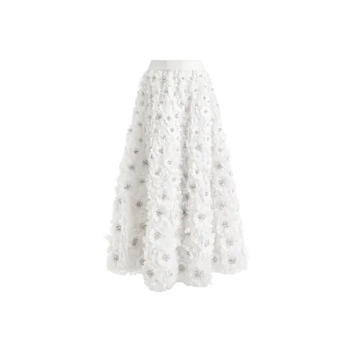 ALICE+OLIVIA SS25 Повседневный Длинный Юбка Женская Белая