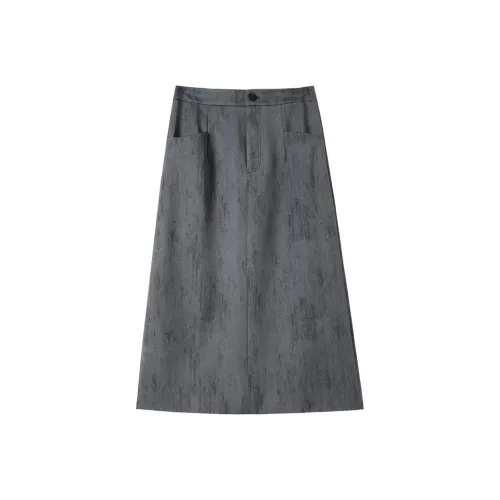 Still Quiet Повседневный Длинный Юбка Женская Темно-Серый