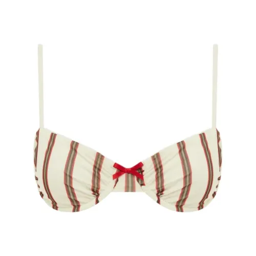 WITH JEAN SS25 Jeanie Бикини Топ Бикини Женские Крем Полосы