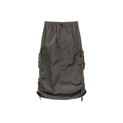 CHUU Повседневный длинный юбка женский угольно-серый