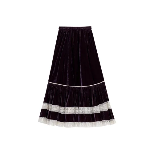YICHENGFENGXU Повседневный Длинный Юбка Женская Темно-фиолетовый