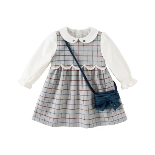 DAVE&BELLA Красно-серый Клетчатый Детские Платья