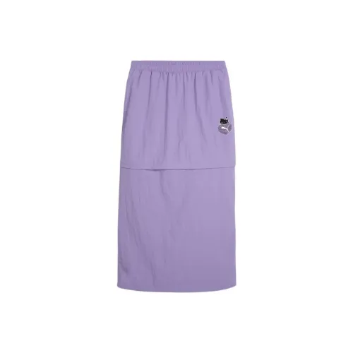 PUMA x Hello Kitty Повседневная Длинная Юбка Женская Фиолетовая