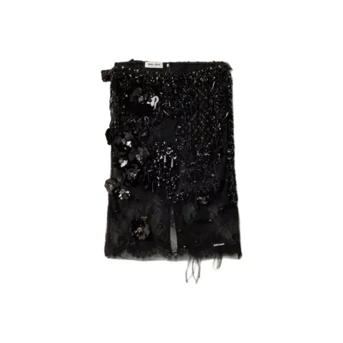 MIU MIU FW24 Повседневная длинная юбка женская черная