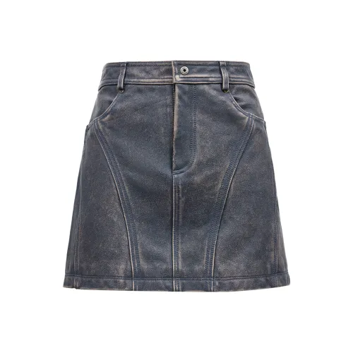 ONLY Кожаные короткие юбки Женские кожа джинсовый синий