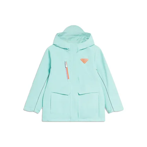 LINING YOUNG Sports Life Collection Внешняя сторона Часть OF Озеро IS Серо-голубой, и Внутренняя одежда Часть OF Озеро IS Серо-голубой Детские софтшелл-куртки
