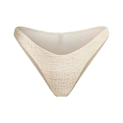 SKIMS SS25 Фирменный Плавание Танг Бикини Низ Плавки Женские EGRET Крокодил Принт Белая Цапля Крокодил Принт