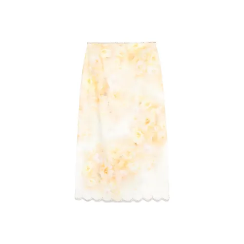 Zimmermann FW24 Повседневный Длинный Юбка Женская Светло-Желтая