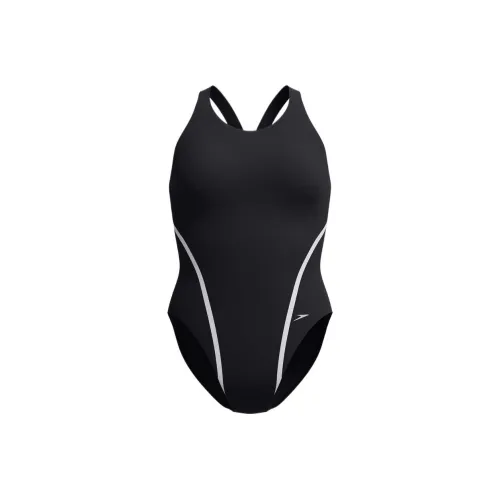 Speedo Vanquisher ENDURANCE+ Max Fabrication One-piece Swimsuit Women's Black Silver Speedo Vanquisher ENDURANCE+ Max Fabrication Ван-Пис Купальник Женские Черный Серебристый