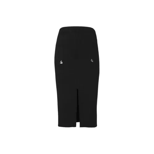 SIQIZ Повседневный Длинный Юбка Женские Черный