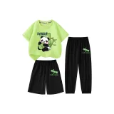 100% хлопковая футболка + шорты + антимоскитные брюки - неоновый зеленый + черный + черный