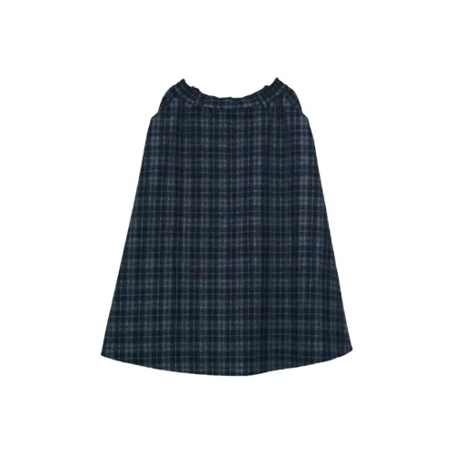 KERANPUJIAN Повседневная длинная юбка от Keran женская синяя серая в клетку