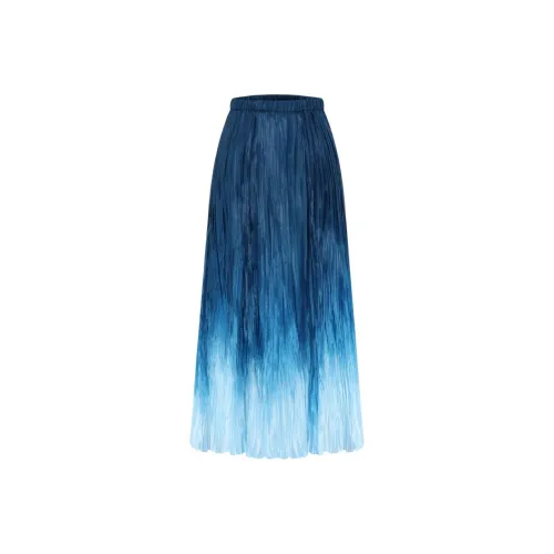 BBLLUUEE Повседневный Длинный Юбка Женские Отражающий Морской синий