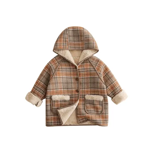 MIANHUATANG Кофейная клетка Kids Шерстяное пальто