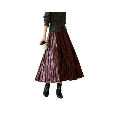 XWI Повседневный Длинный Юбка Женская Анкора Красный