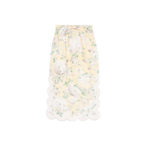 Zimmermann FW24 Повседневный Длинный Юбка Женские Розовый Воск Желтый