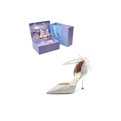 ROBINHOOD Фиолетовая луна Галактический Коробка Узкий каблук Высокие каблуки Женские Серебряный