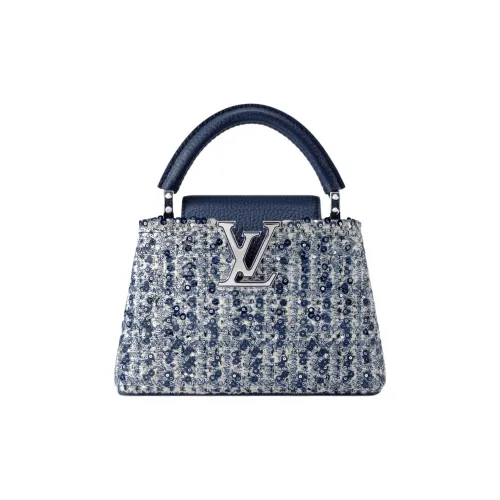 LOUIS VUITTON Capucines Твидовая ткань через плечо одно плечо сумка мини женский синий