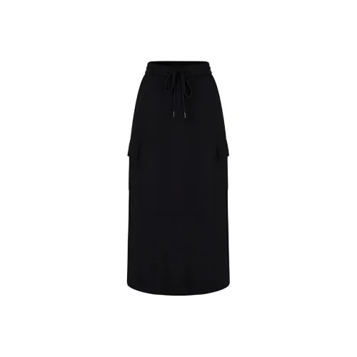 JZ. ANNAKRO Повседневный Длинный Юбка Женская Без рисунка Черный