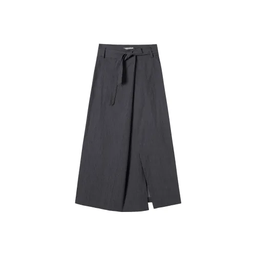 DIALOGUE Повседневный Длинный Юбка Женские Глубокий морской синий