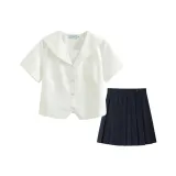 Кантō Ожерелье-чокер Короткий рукав + Темно-синяя Короткая юбка (43 см)