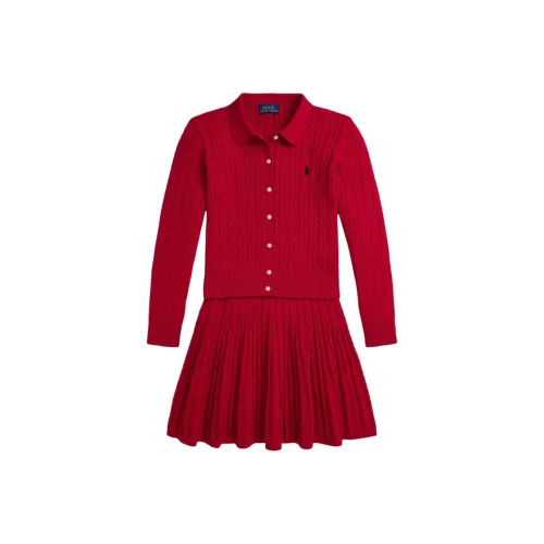 Детский комплект Polo Ralph Lauren FW24 с юбкой красного цвета