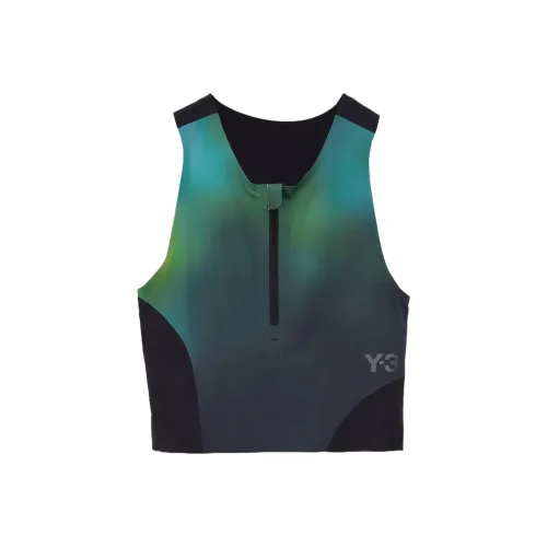 Adidas x Y 3 Коллаборация ALLOVER PRINT Бег Облегающий Топ Спортивные Жилеты Женские Темно-зеленый Бирюзовый