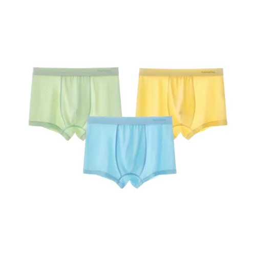 Хлопок 3 шт [Светло-зеленый + Светло-желтый + Синий] Kids Трусы